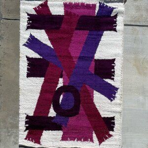 60's EGE RYA VANGUARD Purple Scarves Wool UNUSED Modern Danish Rug MCM 6'x9'